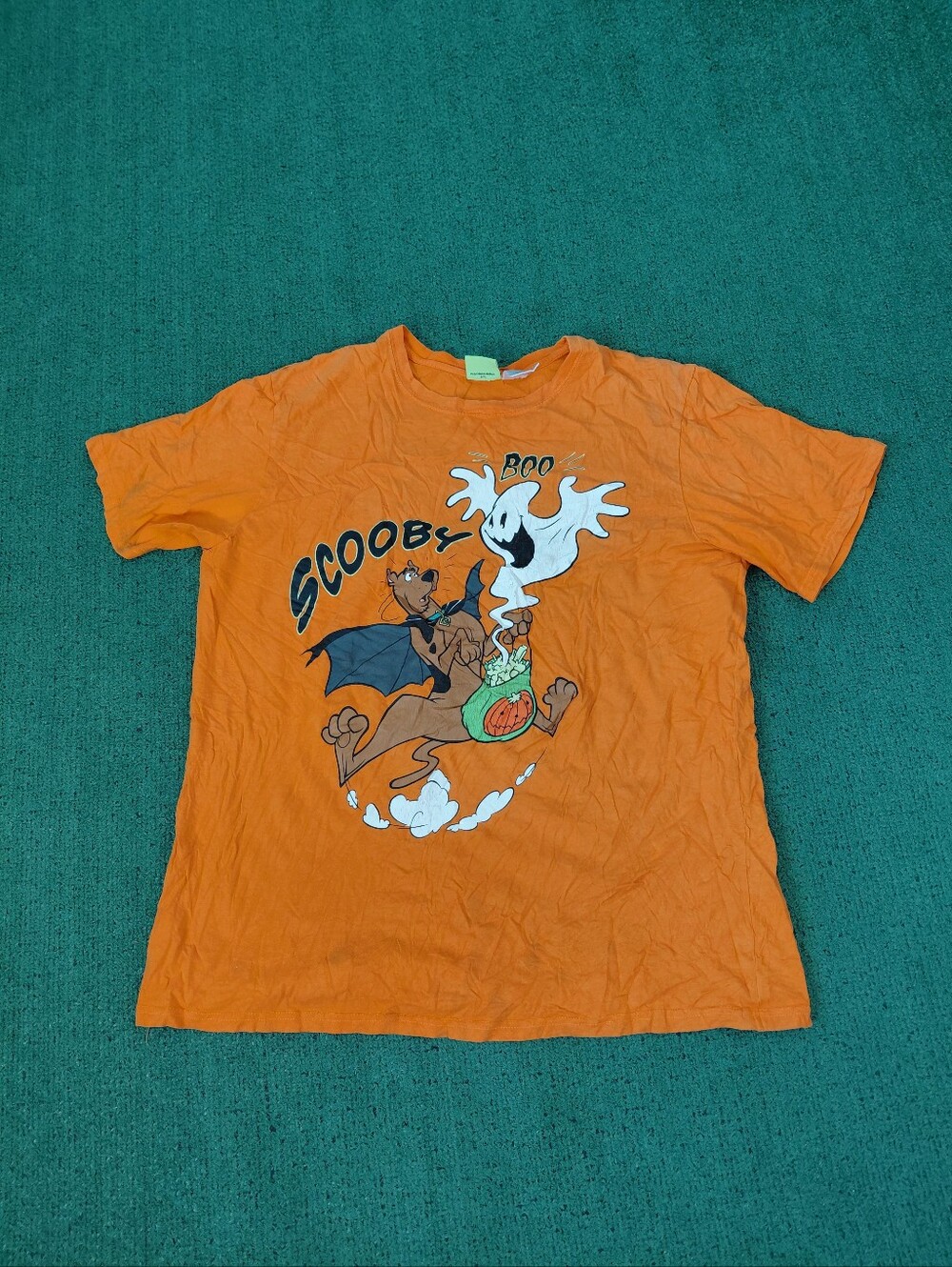VINTAGE 2000 Scooby Doo "Scooby Boo" Halloween Scary Ghost Y2K Cartoon Orange T